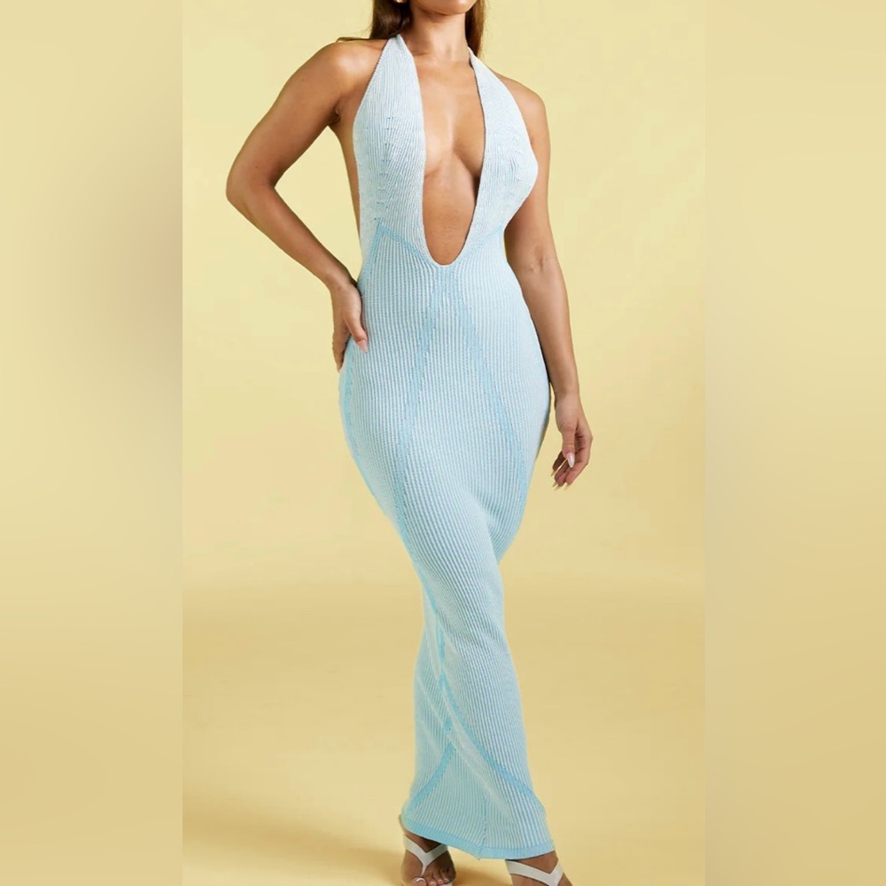 Body contour knit maxi mirage in blue